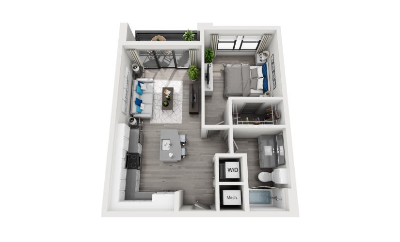 A2-1 - 1 bedroom floorplan layout with 1 bathroom and 616 - 700 square feet